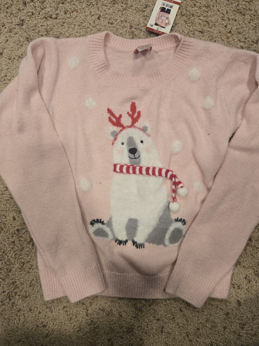 F&F Pink Polar Bear Pajama Top with Red Scarf